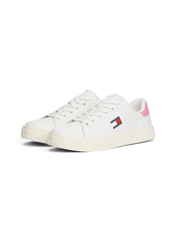 TOMMY JEANS Embossed Repeat Logo Trainers With Leather