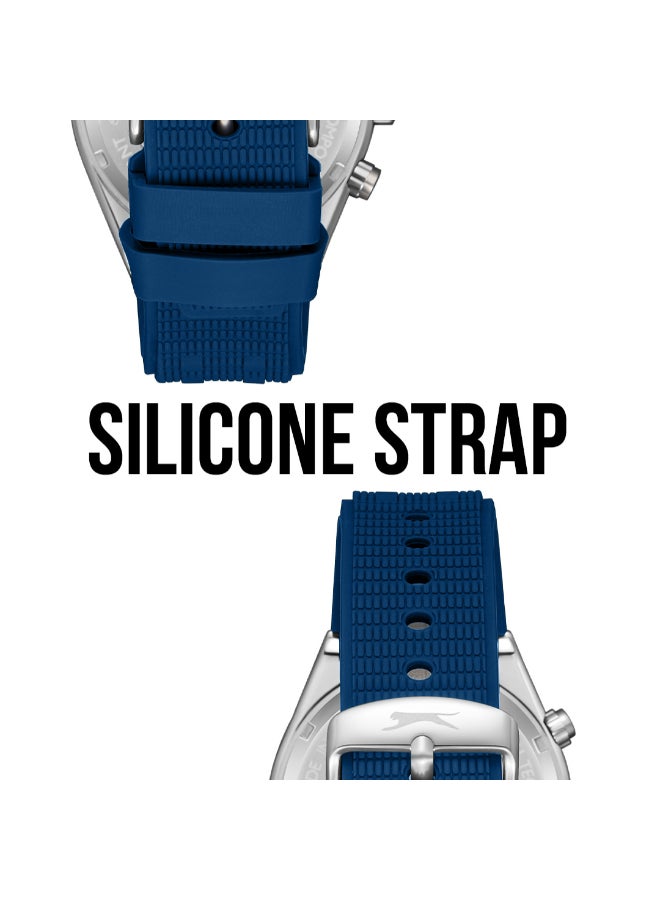 سلازنجر ساعة رجالية متعددة الوظائف بسوار سيليكون أزرق داكن - Image 5