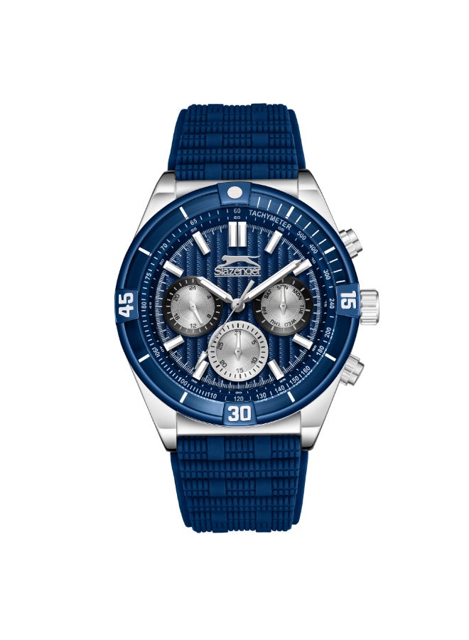 سلازنجر ساعة رجالية متعددة الوظائف بسوار سيليكون أزرق داكن - Image 1