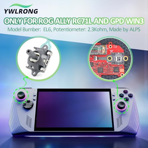 YWLRONG عصا التحكم لجهاز Asus ROG Ally RC71L بديل عصا التحكم لجهاز GPD win3 لابتوب محمول يعمل بنظام Windows 10 مع أدوات إصلاح (1 قطعة) - Image 2