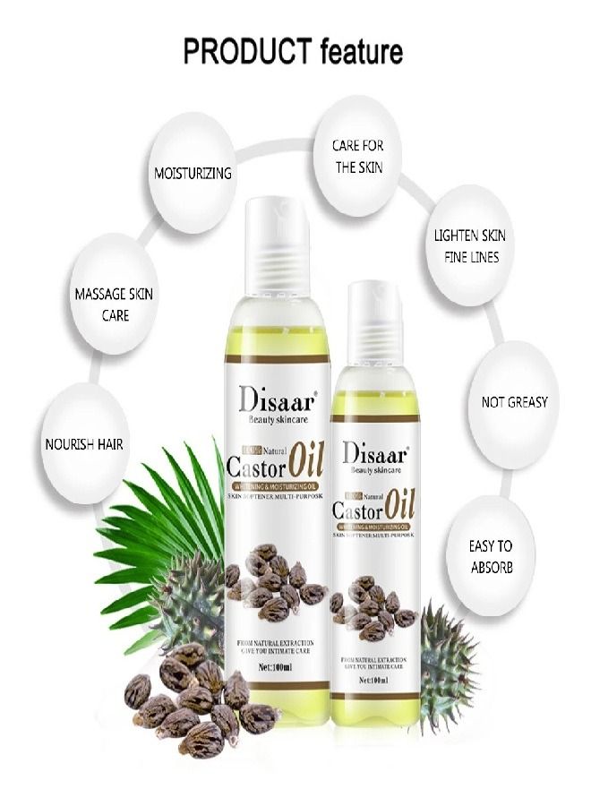 Disaar 100% Organic Castor Oil Body Relaxation Massage Essential Oil Mixing Moisturizing Body Emollient Brightening Oil 100ml - Image 4