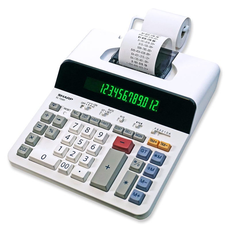 Sharp 12Digit Printing Calculator with Extra Large 10Digit Option 80 LPS Thermal Printer No Ink Required FullSized Keyboard Easy Paper Load ELT3301 - Image 2