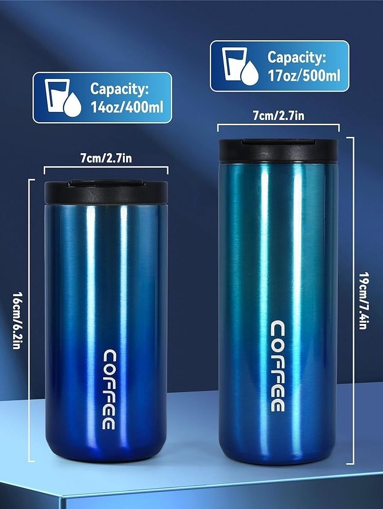 كوب سفر معزول من الفولاذ المقاوم للصدأ سعة 500 مل - كوب قهوة حراري مع غطاء كبس - Image 3