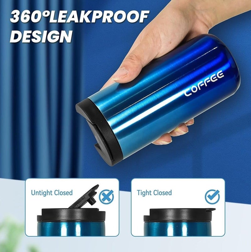 كوب سفر معزول من الفولاذ المقاوم للصدأ سعة 500 مل - كوب قهوة حراري مع غطاء كبس - Image 2