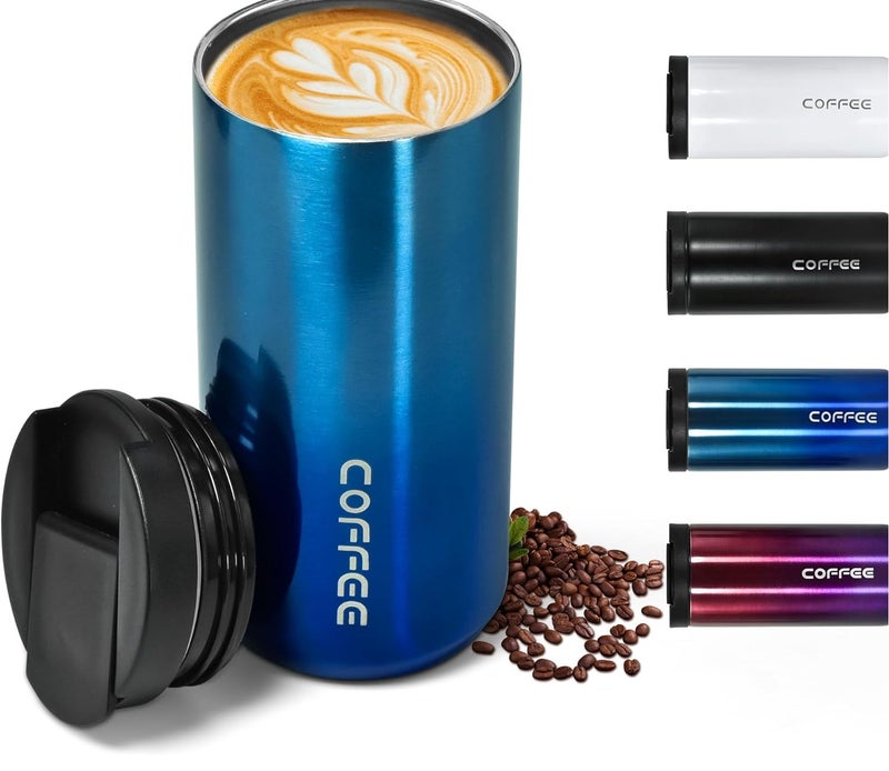 كوب سفر معزول من الفولاذ المقاوم للصدأ سعة 500 مل - كوب قهوة حراري مع غطاء كبس - Image 1