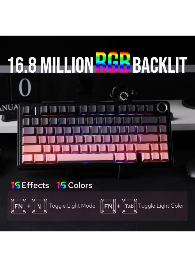 AULA لوحة مفاتيح ميكانيكية لاسلكية F75 Pro، لوحة مفاتيح مخصصة قابلة للتبديل الساخن بنسبة 75%، إضاءة خلفية RGB، مفاتيح Reaper مشحمة مسبقًا، مفاتيح PBT مطبوعة من الجانب، لوحة مفاتيح ألعاب ميكانيكية 2.4GHz/USB-C/BT5.0 - Image 3