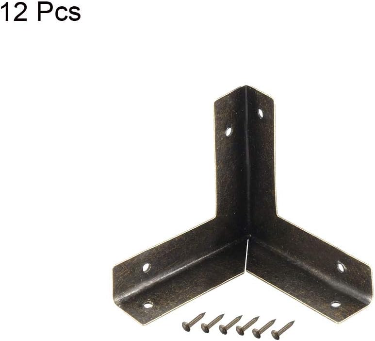 uxcell Metal Box Corner Protectors Edge Guard Protector 33x33x33mm Bronze Tone 12pcs - Image 3