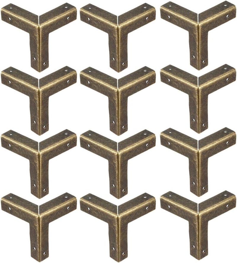 uxcell Metal Box Corner Protectors Edge Guard Protector 33x33x33mm Bronze Tone 12pcs - Image 1