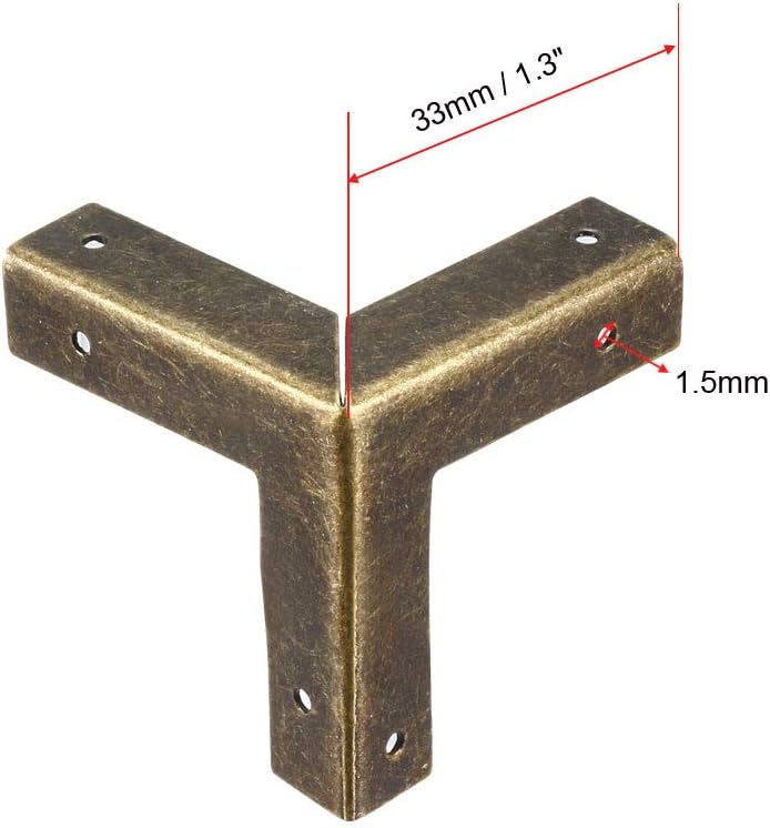 uxcell Metal Box Corner Protectors Edge Guard Protector 33x33x33mm Bronze Tone 12pcs - Image 2
