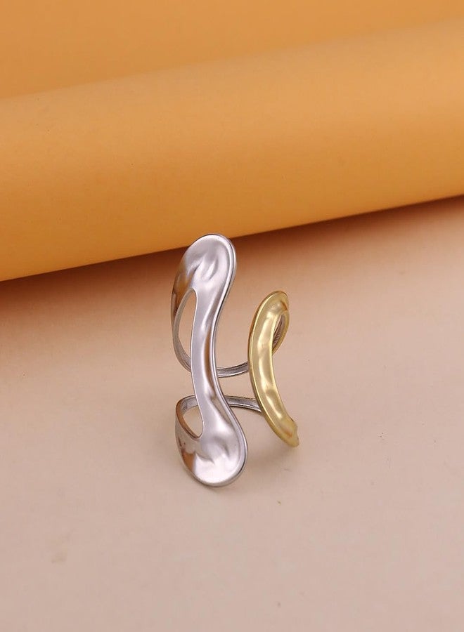 CSIYANJRY99 Gold Rings for Women Non Tarnish Adjustable Thumb Ring for Women Finger Ring Chunky Gold Silver Rings Anillos Para Mujer Stainless Steel New Year Anniversary Birthday Jewelry, Stainless - Image 4