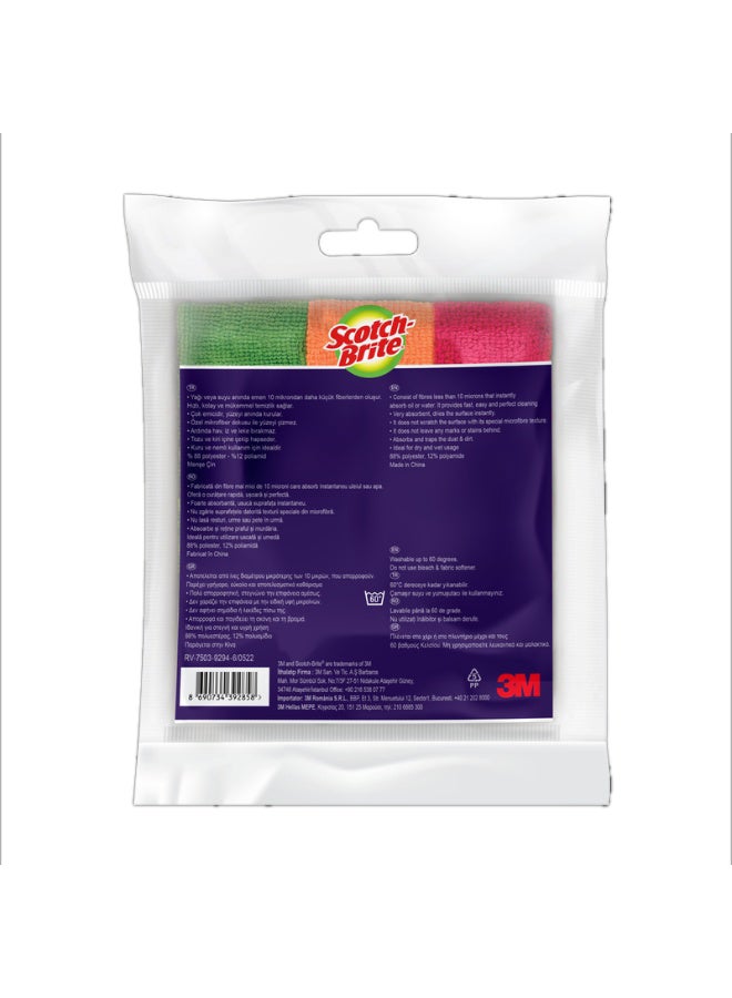 Scotch Brite Microfibre Basic Cleaning Wipes, 3/Pack