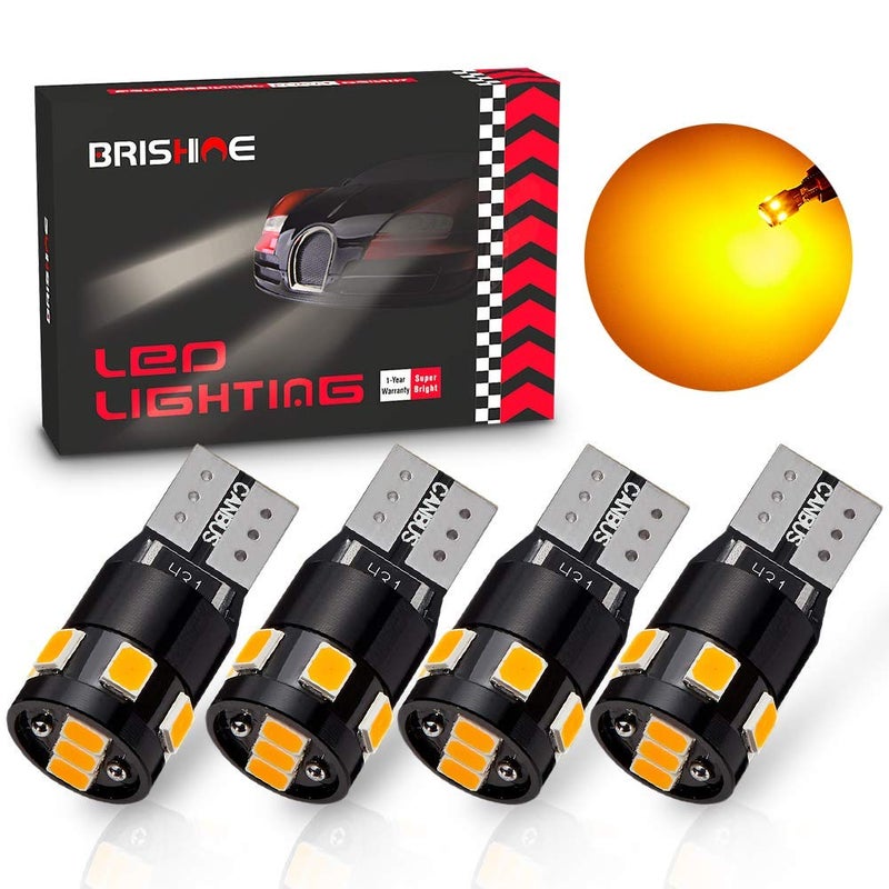 مصابيح LED برشين 300 لومن شديدة السطوع خالية من أخطاء كانبوس 194 168 2825 192 W5W T10 لون كهرماني أصفر 9SMD شرائح LED 2835 لمؤشرات الإشارة الجانبية