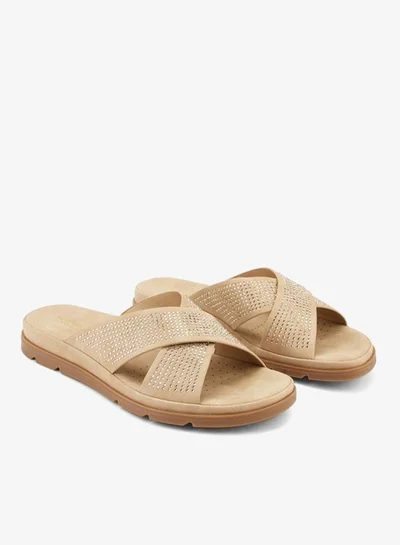 Flora Bella By Shoexpress Embellished Slip-On Cross Strap Sandals