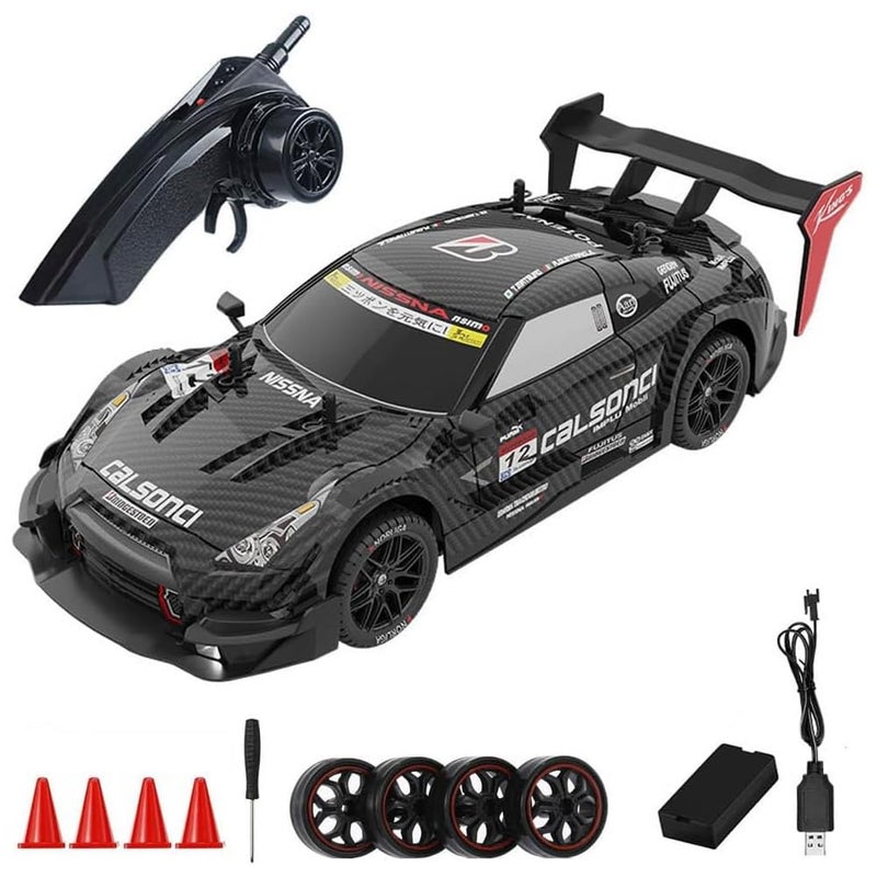 GoolRC RC Drift Car, 2.4GHz 1:14 Scale Remote Control Cars, 4WD 28KM/H High Speed RC Cars with LED Lights, Drifting and Racing Tire, Gifts Toy Car for Adults (Black) - Image 1