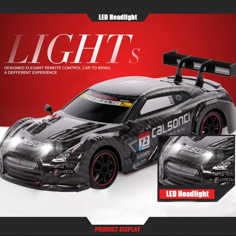 GoolRC RC Drift Car, 2.4GHz 1:14 Scale Remote Control Cars, 4WD 28KM/H High Speed RC Cars with LED Lights, Drifting and Racing Tire, Gifts Toy Car for Adults (Black) - Image 3