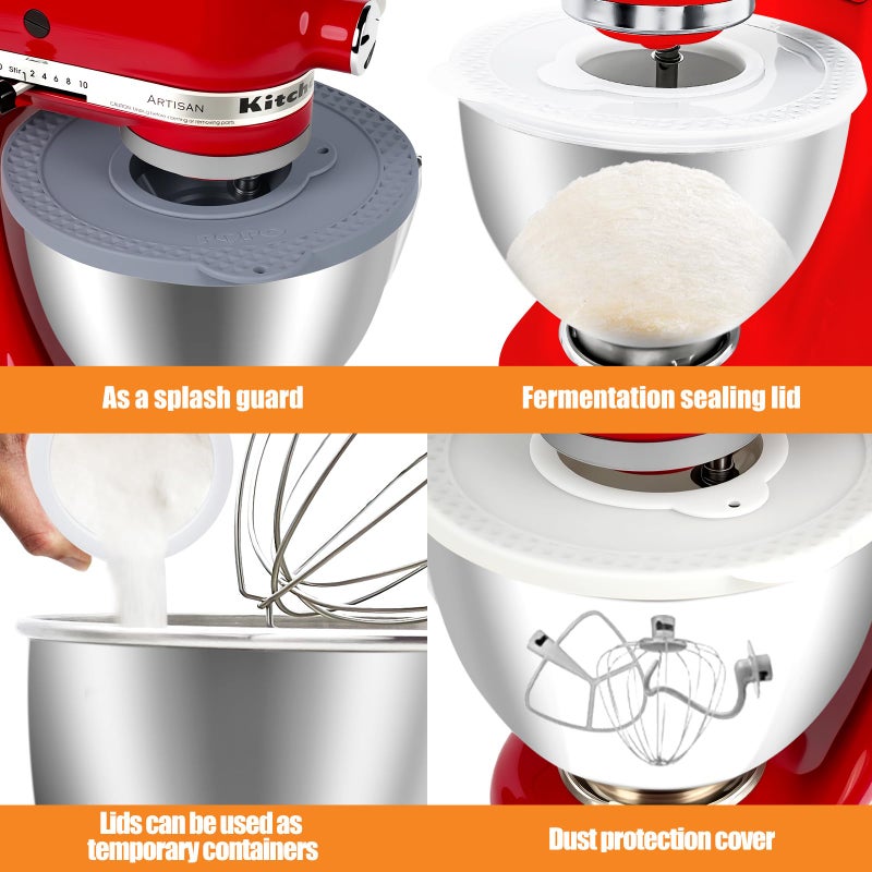 PQPO Silicone Mixers Bowl Cover Compatible with KitchenAid 4.5-5 Quart Tilt-Head Stand Mixers Bowl (Grey) - Image 5