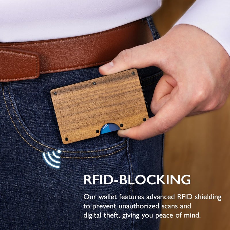 RUNBOX Slim Wallet for Men - RFID Blocking Metal Card Holder with Money Clip,Minimalist Thin Front Pocket Wallet, Holds 15 Cards,Gifts for Men,Men's Accessories - Image 4