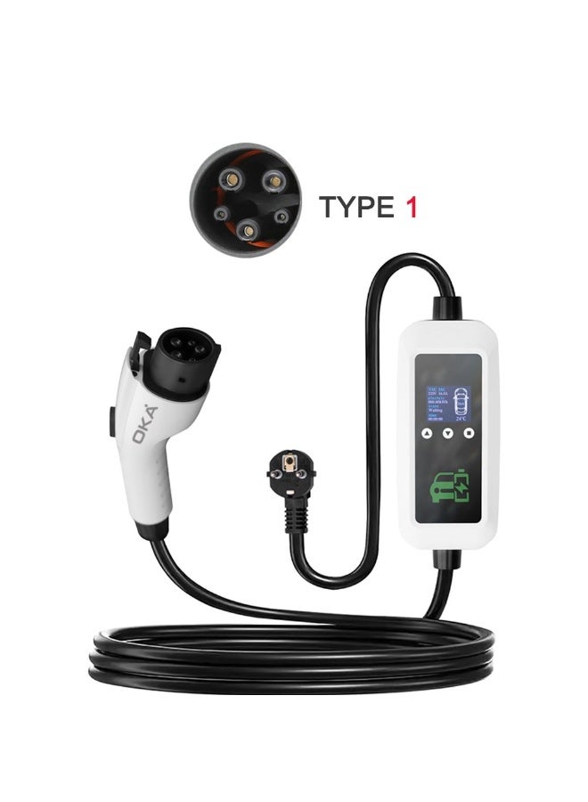 أو كي ايه شاحن اوكا للسياراة الكهربائية محمول عالي الجودة TYPE1 (EV Charger) – بقوة 16 أمبير 3.5 كيلو وات - Image 1