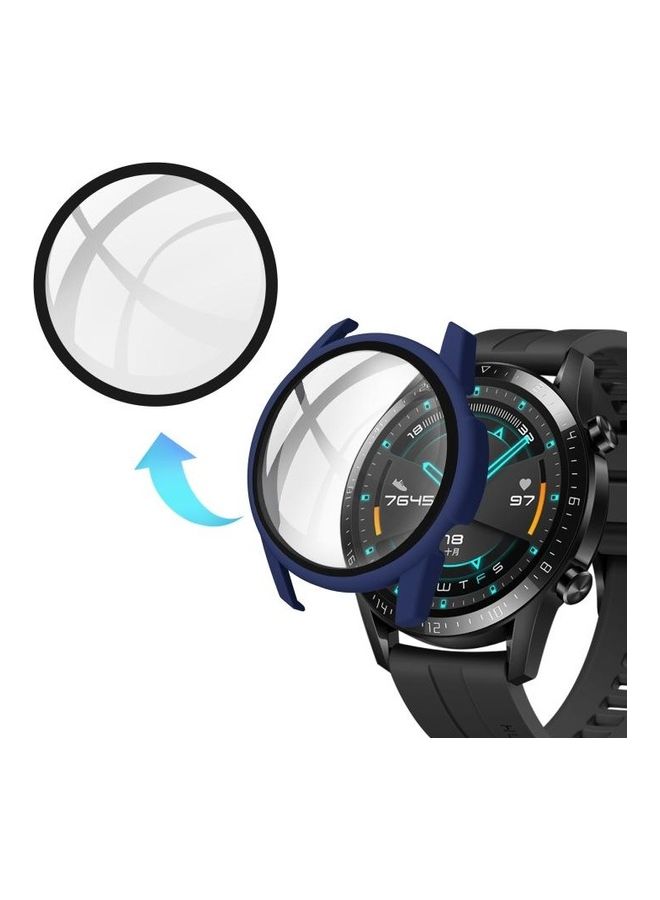 NIBEMINENT PC Shell And 9H Tempered Glass Film Case Protector For Huawei Watch GT 2 Midnight Blue/Clear - Image 3