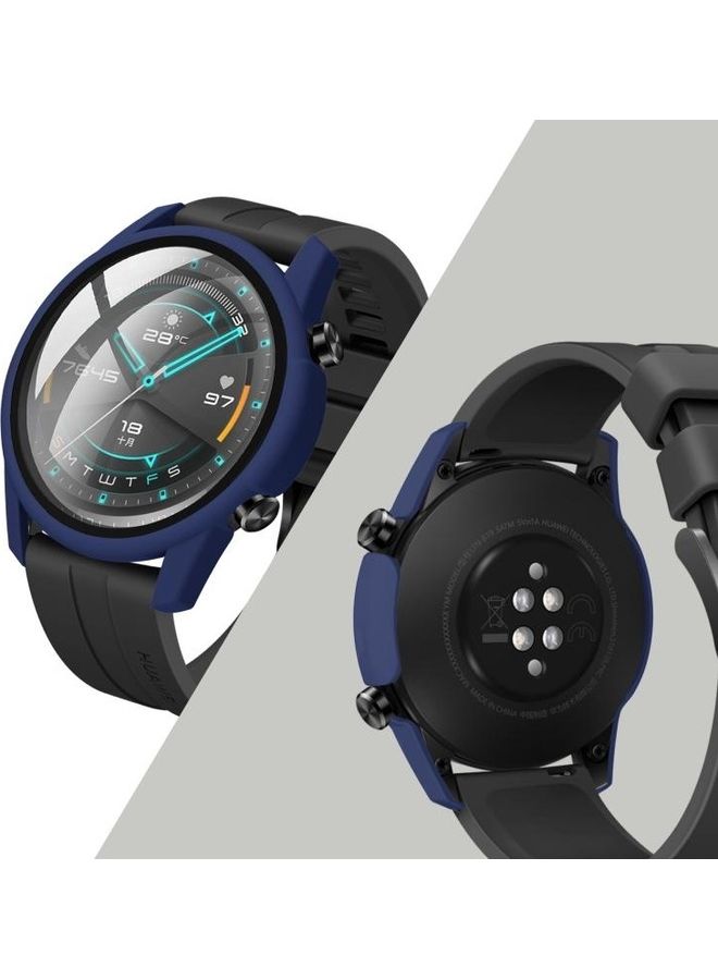 NIBEMINENT PC Shell And 9H Tempered Glass Film Case Protector For Huawei Watch GT 2 Midnight Blue/Clear - Image 4