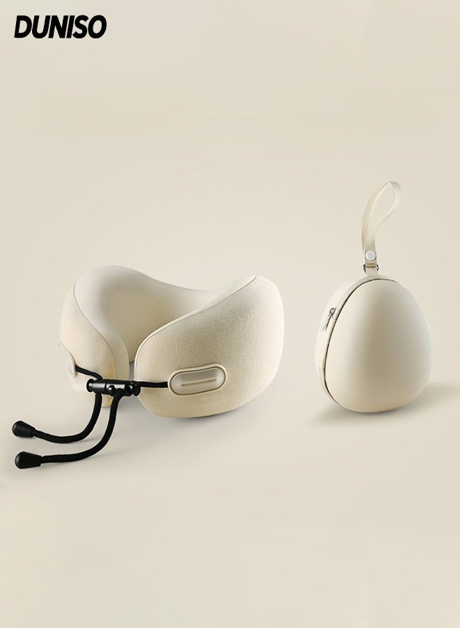 DUNISO Travel Pillow for Airplane Memory Foam Neck Pillow Neck with Storage Carry Bag， Support to Relieve Neck Tension Lightweight Compact Breathable Flight Pillow Comfortable U-shaped Pillow for Airplane Car Office Home Travel Camping - Image 1