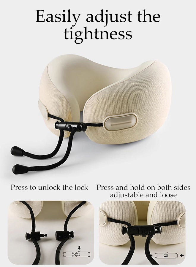 DUNISO Travel Pillow for Airplane Memory Foam Neck Pillow Neck with Storage Carry Bag， Support to Relieve Neck Tension Lightweight Compact Breathable Flight Pillow Comfortable U-shaped Pillow for Airplane Car Office Home Travel Camping - Image 2