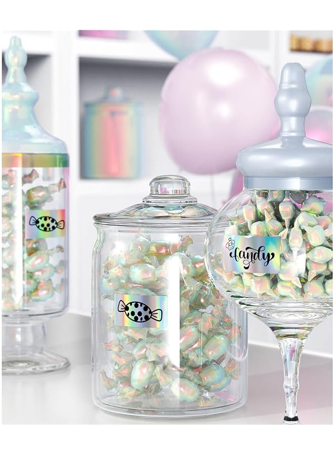 erorex Adhesive Name Tag Labels Stickers 5.7X3.2Cm Holographic Silver Thermal Sticker Barcode Label Paper 500Pcs Blank Category Tags For Offices Supermarkets Kitchen Jars Diy Logo Design Qr Code - Image 3