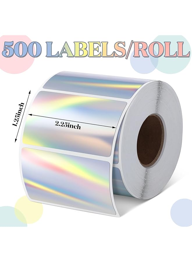 erorex Adhesive Name Tag Labels Stickers 5.7X3.2Cm Holographic Silver Thermal Sticker Barcode Label Paper 500Pcs Blank Category Tags For Offices Supermarkets Kitchen Jars Diy Logo Design Qr Code - Image 5