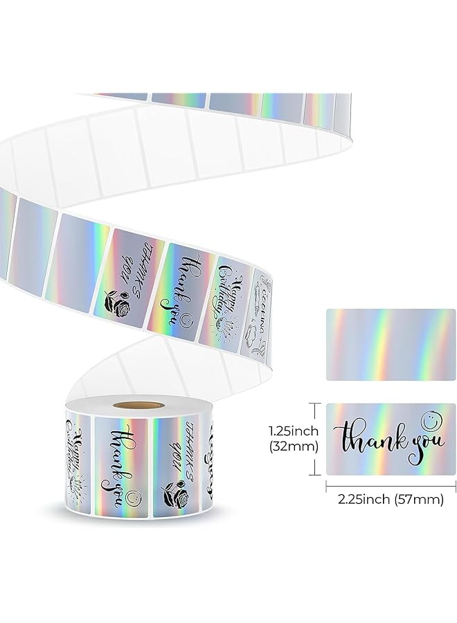 erorex Adhesive Name Tag Labels Stickers 5.7X3.2Cm Holographic Silver Thermal Sticker Barcode Label Paper 500Pcs Blank Category Tags For Offices Supermarkets Kitchen Jars Diy Logo Design Qr Code - Image 2