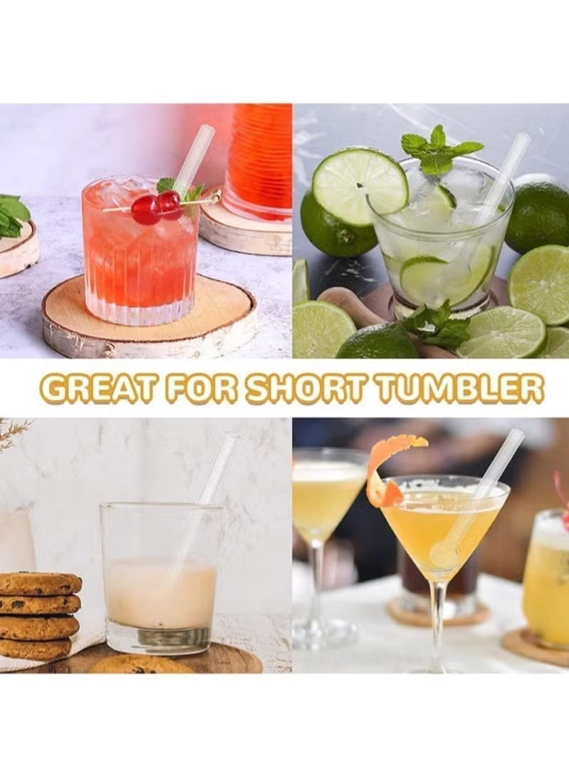A set of 8 reusable 7.87-inch/20-cm glass beverage straws, including 2 cleaning brushes, perfect for drinks, smoothies, coffee, and juice (clear type). - Image 3