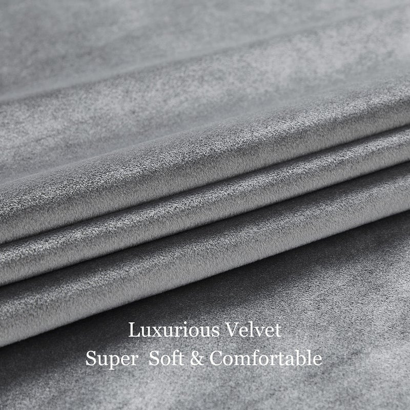 BULBUL Dark Grey Velvet Curtains 84 inches Luxury Elegant Living Room Curtain Blackout Modern Thermal Insulated Soundproof Privacy Room Darkening Soft Drapes for Classical Bedroom Set of 2 - Image 5