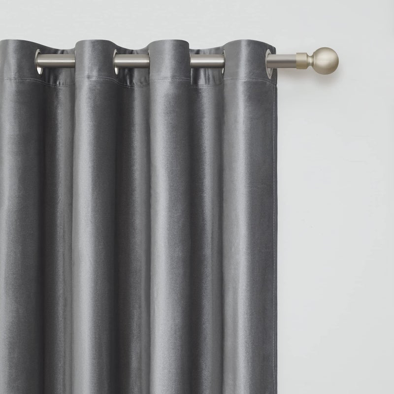 BULBUL Dark Grey Velvet Curtains 84 inches Luxury Elegant Living Room Curtain Blackout Modern Thermal Insulated Soundproof Privacy Room Darkening Soft Drapes for Classical Bedroom Set of 2 - Image 2