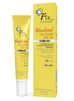 FIXDERMA Shadow SPF 50 Lip Shield PA+++ Lip Balm SPF 50 With Theobroma Cacao Seed Butter,Virgin Coconut Oil & Glutathione Prevents Pigmentation & Sun Damage Sun Protector UVA & UVB-15gm,Yellow