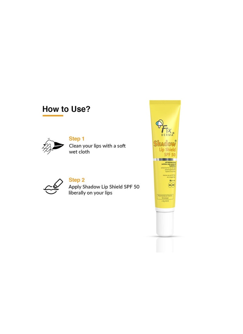 FIXDERMA FIXDERMA Shadow SPF 50 Lip Shield PA+++ Lip Balm SPF 50 With Theobroma Cacao Seed Butter,Virgin Coconut Oil & Glutathione Prevents Pigmentation & Sun Damage Sun Protector UVA & UVB-15gm,Yellow  - Image 5