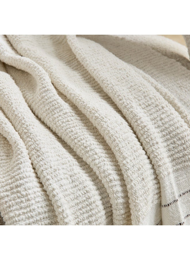 Home Box Trace Tuft Stripe Throw - Cream - 130x170 cm - Image 2