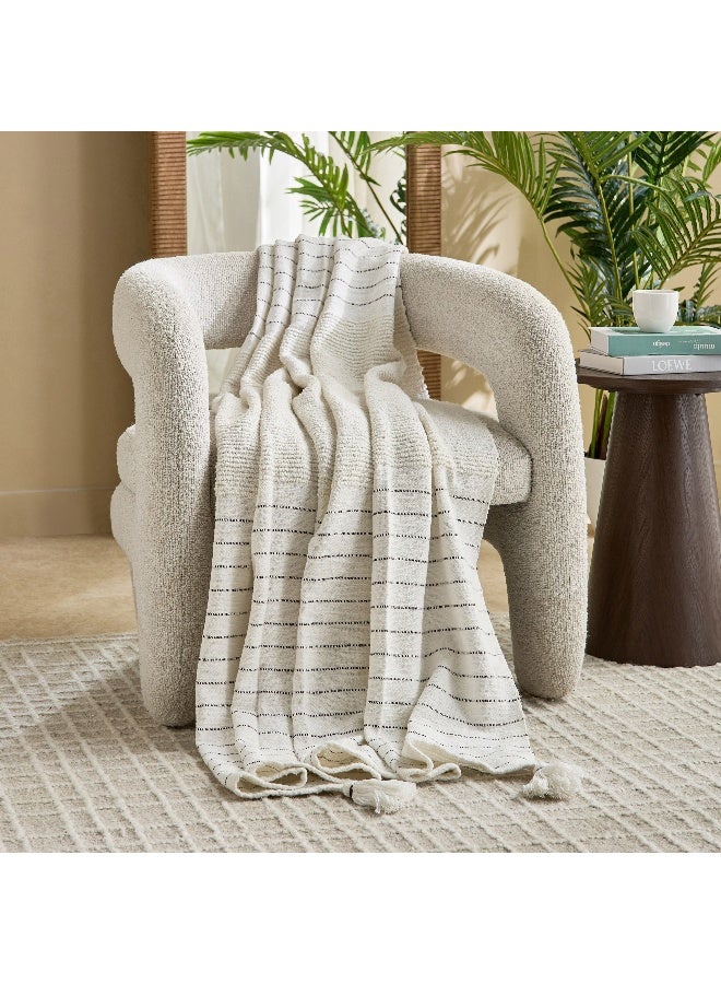 Home Box Trace Tuft Stripe Throw - Cream - 130x170 cm - Image 1