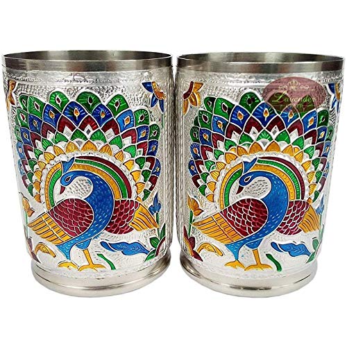 Shivu Fashion Stainless Steel Decorative Meenakari Glasses Set of 6 Multi Shivu118 - Image 3