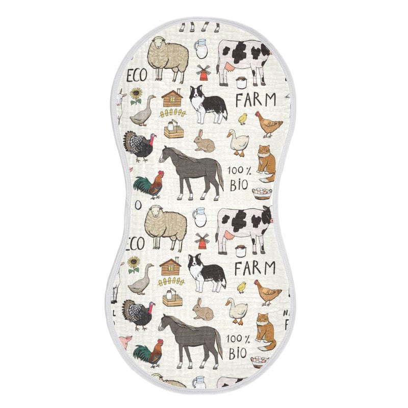 Kigai Farm Animals Muslin Baby Burp Cloths Super Absorbent and Soft Burping Rags Cotton Burp Clothes Set for Boys and Girls 1 Pack