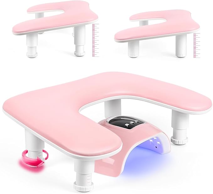 LIONVISON Manicure Nail Arm Rest for Hand White Adjustable Height Hand rest for Nails Leather Nail Hand Pillow for Beginners Professional Manicurists Nail Salon - Image 1