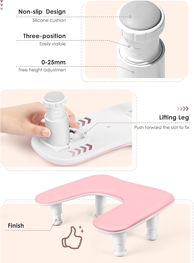 LIONVISON Manicure Nail Arm Rest for Hand White Adjustable Height Hand rest for Nails Leather Nail Hand Pillow for Beginners Professional Manicurists Nail Salon - Image 3