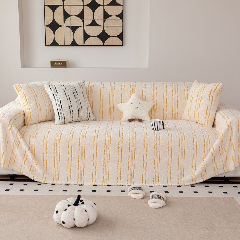 Shu Cotton Velvet Sofa Towel Style Cover Cloth Simple Modern Winter Sofa Cushion Cover Towel Cover Blanket Single Three Person - Image 3