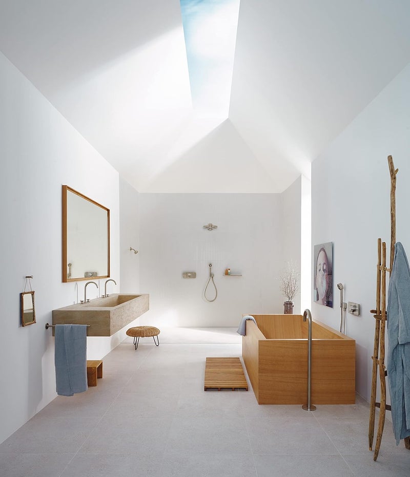 AXOR ONE Modern 3Handle 3inch Wide Thermostatic Shower Valve Trim in Brushed Nickel 45712821 - Image 2