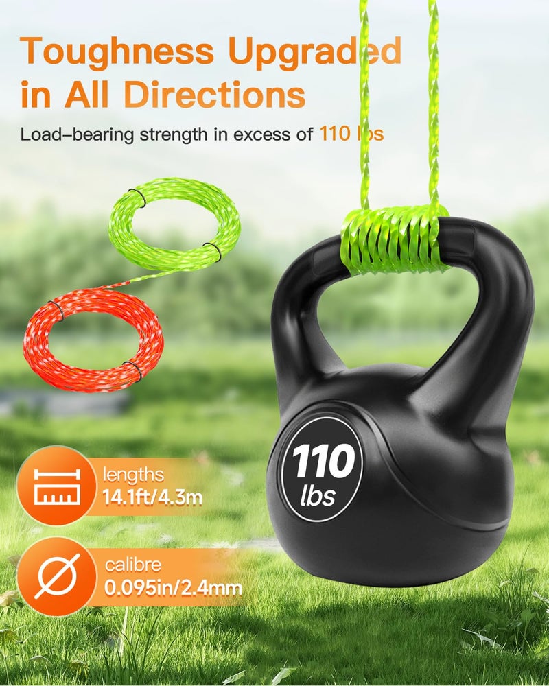 YWTESCH 16 Pack AL2420PD 0.095’’ Replacement Twisted Trimmer Lines Compatible with All EGO 15-Inch String Trimmers, 224 FT Dual Color Pre-Cut Heavy Duty Weed Wacker String for EGO Line Trimmers - Image 3