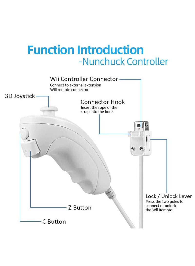 1pcs Wireless Nunchuck Motion Plus Remote Controller Set for Nintendo Wii & Wii U Wii Remote Gamepad with Motion Control For Wii Accessories & Games - Image 2