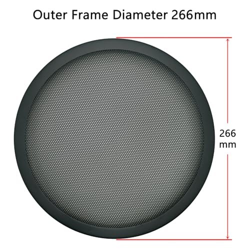 Fuhengli 10" Speaker Grill Covers, Car Speaker Subwoofer Guard Protector, Metal Frame with Metal Mesh, Black - 1Pc - Image 3