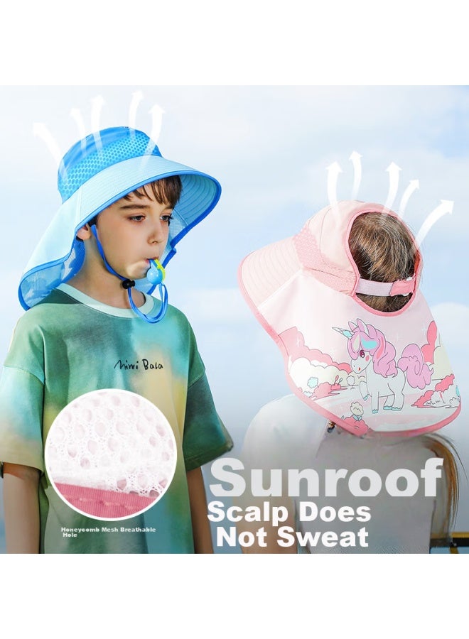 Moremerry Children's Sun Protection Hat, Uv-resistant Baby Sun Hat, Boys' Summer Sun Hat, Beach Wide-brimmed Hat With Unicorn Desig - Image 2