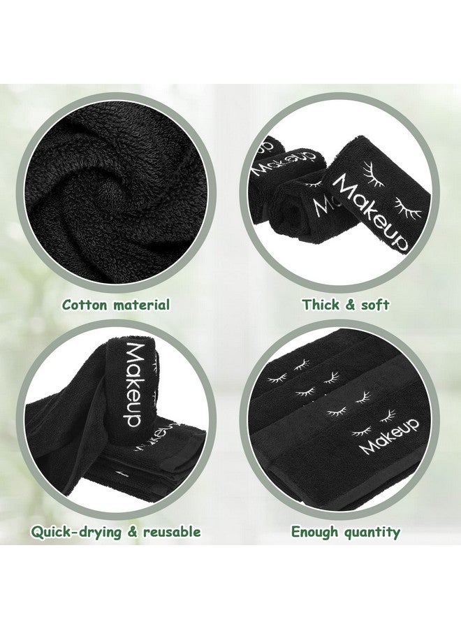 Shimeyao 13 X 13 Inch Makeup Washcloths Reusable Makeup Remover Cloths Facial Cleansing Makeup Towels Cotton Cosmetic Soft Towel Water Absorbent Make Up Cloth Face Towels For Women Skin Care Black (6 Pcs) - Image 5