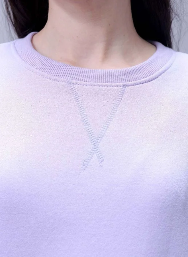 Freehand Women Boxy Fit Solid Crew Neck Long Sleeve Oversized Sweatshirt