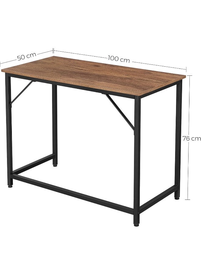 Vasagle Small Computer Desk Office Desk Study Bedroom 50 x 100 x 76 cm Industrial Design Metal Frame Vintage Brown/Black - Image 3