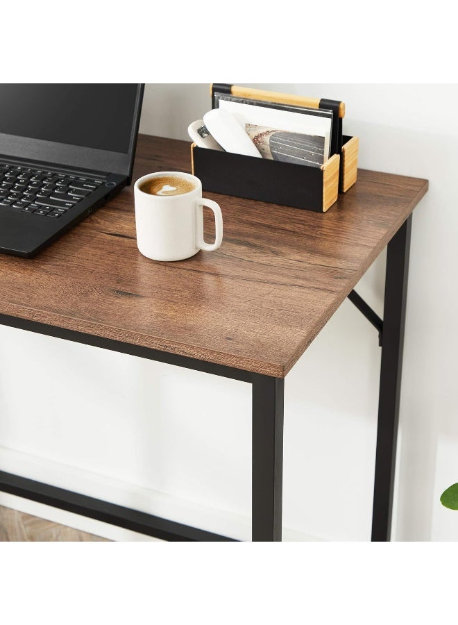 Vasagle Small Computer Desk Office Desk Study Bedroom 50 x 100 x 76 cm Industrial Design Metal Frame Vintage Brown/Black - Image 4